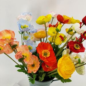 Künstliche Blumen für Zuhause, dekorative Blumen mit vier Köpfen und sechs Farben zur Auswahl von Mohnblumen-Broschen für Hochzeitsfeiern
