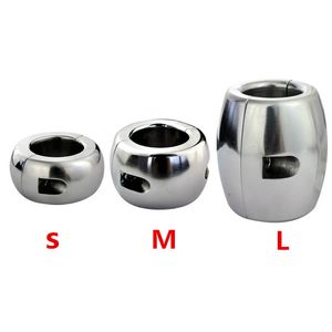 304 Stainless Steel Scrotum Ring Pendant Ball Stretching Testis Ball Penis Rings Locking,male Chastity Device,sex Toys For Men Y19070602