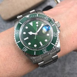 Cheap New 40mm Big Date 116610 116610LV Mens Watch Green Ceramic Bezel Green Dial Stainless Steel Bracelet Sapphire Watches Timezonewatch