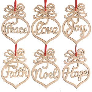 Wholesale joy christmas for sale - Group buy Christmas letter peace love joy faith noel hope wood Heart Ornament Christmas Tree Decorations Home Festival Ornaments Hanging Gift
