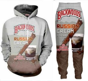 Neue Herren/Damen Backwoods Lustige 3D-Druck Mode Trainingsanzüge Rundhalsausschnitt Hip Hop Sweatshirt und Hosen 2 Stück Set Hoodies TZ020