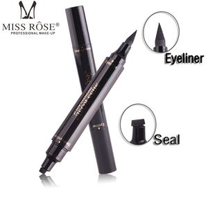 MISS ROSE Winged Eyeliner Stamp Caneta Delineadora Líquida de Duas Pontas à Prova de Manchas Delineadores de Olhos de Longa Duração Estilo Vamp