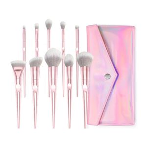 Wholesale makeup brushes pouch resale online - 10 Supper Hot Portable Professional Fashion Personalized Makeup Brush Set with Pouch Pink Makeup tools