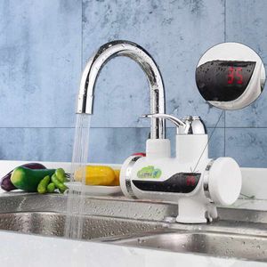 Electric Water Heater LED Digital Display Kitchen Faucet Tankless Instant Heating Kitchen Mixer Tap AU Plug Household 220V 3000W T200424