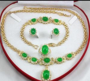 Biżuteria Bezpłatna Biżuteria Green Jade Yellow Gold Kolczyk Bransoletka Naszyjnik Ring