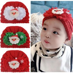 17 Wzory Baby Girls Crochet Caps na Boże Narodzenie X'mas Drzewo Święty Mikołaj Kwiat Snowman Deco Dziewiarskie Kilka Dla Maluch Dzieci Niemowlę