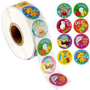 500pcs Children Praise Adhesive Labels Stickers with Eight Styles Printed Colorful Cute Kids Cartoon Stickers