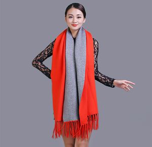 Fashion-Winter Scarf Women Female Thick Warm Belt Sleeve Cashmere Coat Cloak Solid Color Double Sided Aurpose Shawl Pashmina Jacket