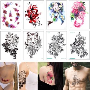 Fake Waterdichte Tijdelijke Body Art Tattoo Sticker Lotus Flower Fox Snake Butterfly Black Design Tattoo Decal Beauty Fashion Summer Gift 2020