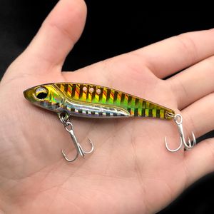 AIOUTE 2019 neue ankunft 6 farbe leuchtende Metall VIB Angeln Angeln Lockt Crankbait vibration löffel Spinner sinkt köder T191016