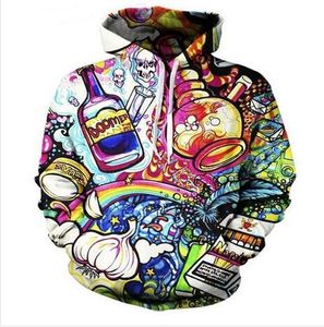 Lançamento de moda de nova homem mulheres desenhador perfeito estilo Harajuku Bongs crânios 3D impressão de manga longa Hoodies Casual Sportswear RW0109