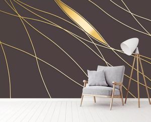 Modern stil abstrakt linjer gyllene dekorativa bakgrunds väggfönster väggmålning tapet