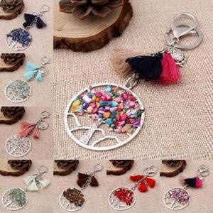 Natural Stone Tree of Life key ring Owl Tassel keychain holders Bag Hangs Fashion Will and Sandy
