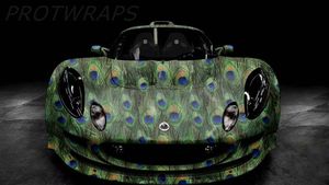 Imponujący zielony Peakok Camo Vinyl Car Wrap Folia z Bubble Air Drukowane / Malowane Kamuflaż Grafika Naklejka 1.52x10m / 20m / 30m Roll