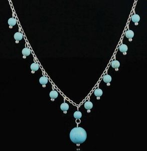 Turkos Sterling Silver Necklace Pendant Lady Original Vintage Handgjorda Tassel Halsband Present