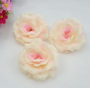 8cm artificiell silke ros blomma huvud för bröllop hem dekoration grossist grädde elfenben Rose blomma 18 färg