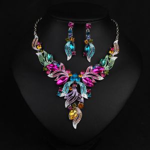 5 Colors New Brides Jewelry Bridal Accessories Jewelry Earrings Necklace Crown 2 Pieces Free Shipping Charming For Wedding