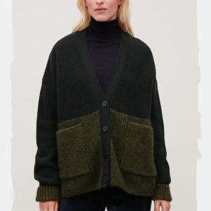 Maglione cardigan vintage da donna in lana verde sciolto e mohair Cappotto oversize autunno inverno manica lunga con scollo a V e doppie tasche
