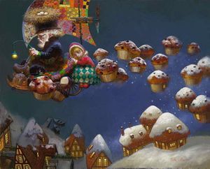 Arte moderna Victor Nizovtsev Cópias Da Lona pintura a óleo Sala de Crianças Decorações de Natal Imagem de Parede melhor presente de Natal vk11