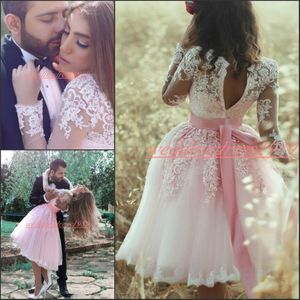 Modern Arabic Lace Short Homecoming Dresses 2019 Long Sleeve Tulle Knee Length Club Wear Mini Party Prom Dress Graduation Bridesmaid Dresses