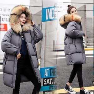 Ladies Warm Winter Jacket Women Big Fur Thick Slim Female Jacket Winter Coat Women Hooded Coats Down Parkas Women Long Outerwear S18101504