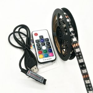 ZDM 5V 15 - 30W 5050 100/200 cm USB Vattentät RGB LED-ljusremsa med 17 Key IR-kontroller DC 5V
