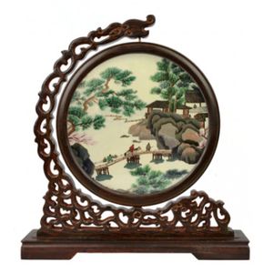 Chinese Vintage Decor Gift Items for Home Decoration Hand Embroidery Patterns Silk Works with Wenge Wood Frame Office Ornaments Accessories