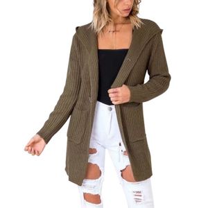 Moda-EUR Lady's Long Cardigan Women Twist Sweter Bandaż Split On Back Top Casual Długie Rękawy Oversize Coat Top Odzież do sprzedaży