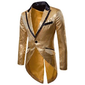 Mäns Jackor Puimentiua Mens Glänsande Luxury Tuxedo Blazers Designs Fashion Gold Sequins Suit Male Nightclub Sequin Glitter Coat
