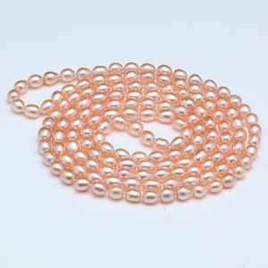 Collana di perle coltivate d'acqua dolce di riso viola rosa 8-9mm annodata a mano, gioielli di moda da 90 cm