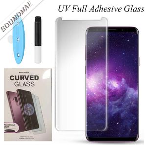 Full Curved Glass Protector Liquid Dispersion Tech with UV Light for Samsung Galaxy Note 9 S10 S9 S8 Plus Mate 20 Pro Retail Package
