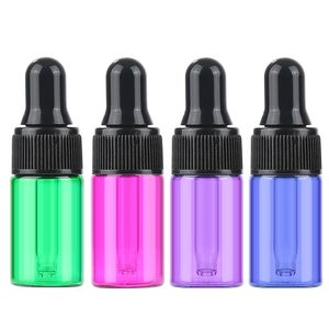 1 ml/2 ml bunte Glasflasche für ätherische Öle mit Augentropfen aus Glas, kleine Tropfflaschen, leere Lotion, Parfümprobe