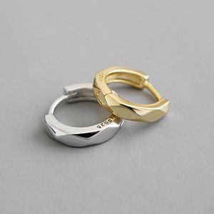 Authentic 925 Sterling Silver Jewelry New White Gold /18K Gold Color Mini Geometric Round Circle Earrings Statement Hoop Earring
