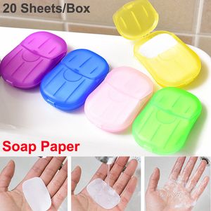 Papel descartável Aromaterapia Aromaterapia Tablets Wash Hand Bath Bath Soap Saber Soap Portátil Camping Bathro Paper Sabonetes 20 folhas / caixa