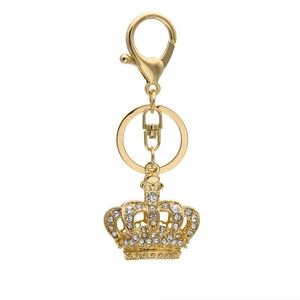 Mode Frau Strass Krone Schlüsselbund Weibliche Cystal Krone Schlüssel Ring Schlüssel Kette Zubehör Gold Farbe