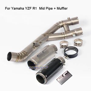 لياماها YZF R1 YZF-R1 2015-2019 للدراجات النارية سبائك التيتانيوم العادم توصيل الأنابيب + الخمار الذيل الهروب