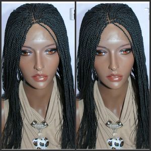 Parrucche anteriori in pizzo sintetico per la donna nera Senegalese 2x Twist Millit Trecce Parrucca in fibra di alta temperatura 22 '' capelli