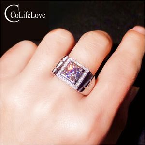 Biżuteria Colife 925 Silver Moissanite Pierścionek dla człowieka 1 CT if Grade Moissanite Man Ring Moda Mężczyzna Biżuteria Darmowe pudełko z biżuterią