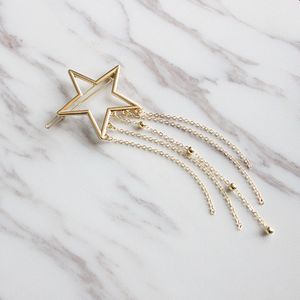 Europe Fashion Smycken Kvinnors Star Moon Barrette Pärlor Kedjor Tassels Hairpin Hair Clip Bobby Pin Lady Barrettes S601