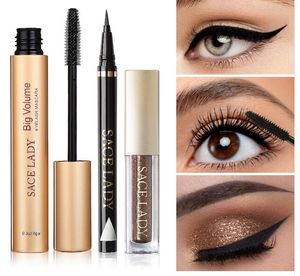 Professional Eye Makeup Set Glitter Teeshadow Черная подводка для глаз Тушь для глаз Макияж Eye Shadow Kit Brand Водонепроницаемый косметический