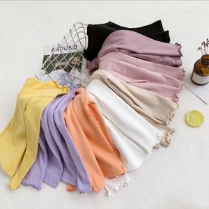 Baby Girls Clothes Children Ruffle Cotton T-shirts Toddler Solid Sanding Long Sleeve Shirt Undershirt Kids Spring Outdoor Warm Top YP531