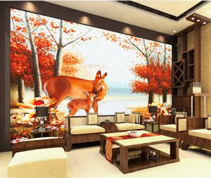 2019 Wholesale 3d Wallpaper Dream Golden Forest Warm Mother and Child Deer Living Room Bedroom Background Wall Decoration Wall pap