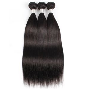 Natural Color 3 Wiązki Brazylijski Proste Ludzkie Włosy Spluwiczone Nieprzetworzone Podwójne Weft Hair Extension Soft 10-26 cali W USA