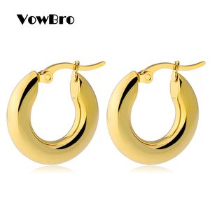 2021 Vowbro Gold Color Hoop Circle Pendientes criollos, Acero Inoxidable Grandes esposas Redondas Pendientes Regalos para Mujeres