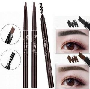 Double Eyebrow pencil waterproof sweatproof no blooming with brush eye brow pencils triangle head automatic rotating eyebrows pen free ship 24
