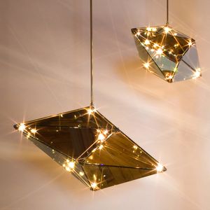 Modern LED Pendant Lights Nordic Glass Hänglampa Diamant Deco Armaturer för Loft Vardagsrum Restaurang Sovrum Hem Fixture
