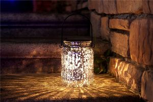 Solar Mercury Glass Jar Lights - 2 Pack Silver Table Lamps Hanging Indoor Outdoor Light for Patio Garden Lawn Wall Decoration