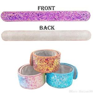 Mermaid Sequins Slap Snap Bracelet Shining Slap Wristband Party Favors Strap Band for Kids Boys Girls Jewelry Halloween Christmas Gifts