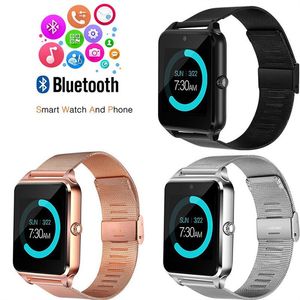 Nowy Z60 Bluetooth Smart Watch Telefon SmartWatch ze stali nierdzewnej do iOS Android z polem detalicznym