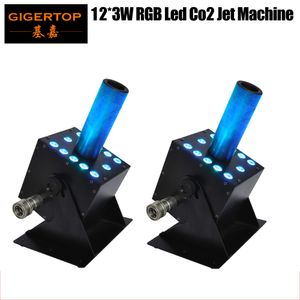 Freeshipping 2 x Lot Led Stage Effect Machine New Co2 Machine 12x3W RGB Color Mixing Gas Plug IN OUT Connect DMX 7 Channels 250W on Sale